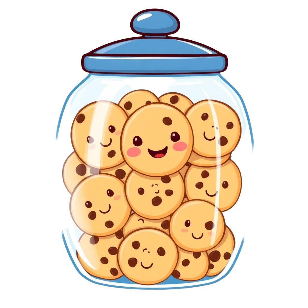 A jar full of smiling cookies